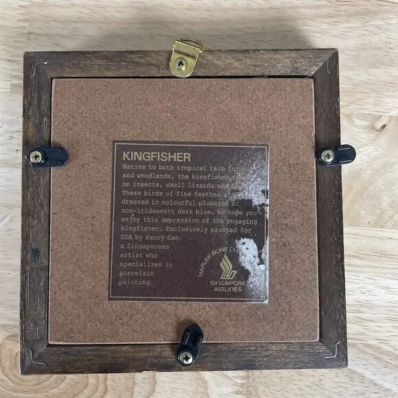 Singapore Airlines Exclusive Nancy Gan Kingfisher Framed Wall Tile Painting EUC - Picture 2 of 5